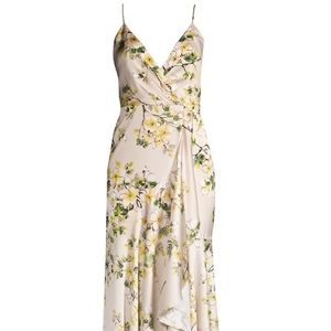 JAYGODFREY Floral Wrap Dress in Cream and Yellow